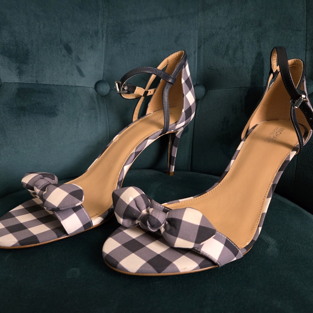 Michael Kors Black and White Checkered Heels